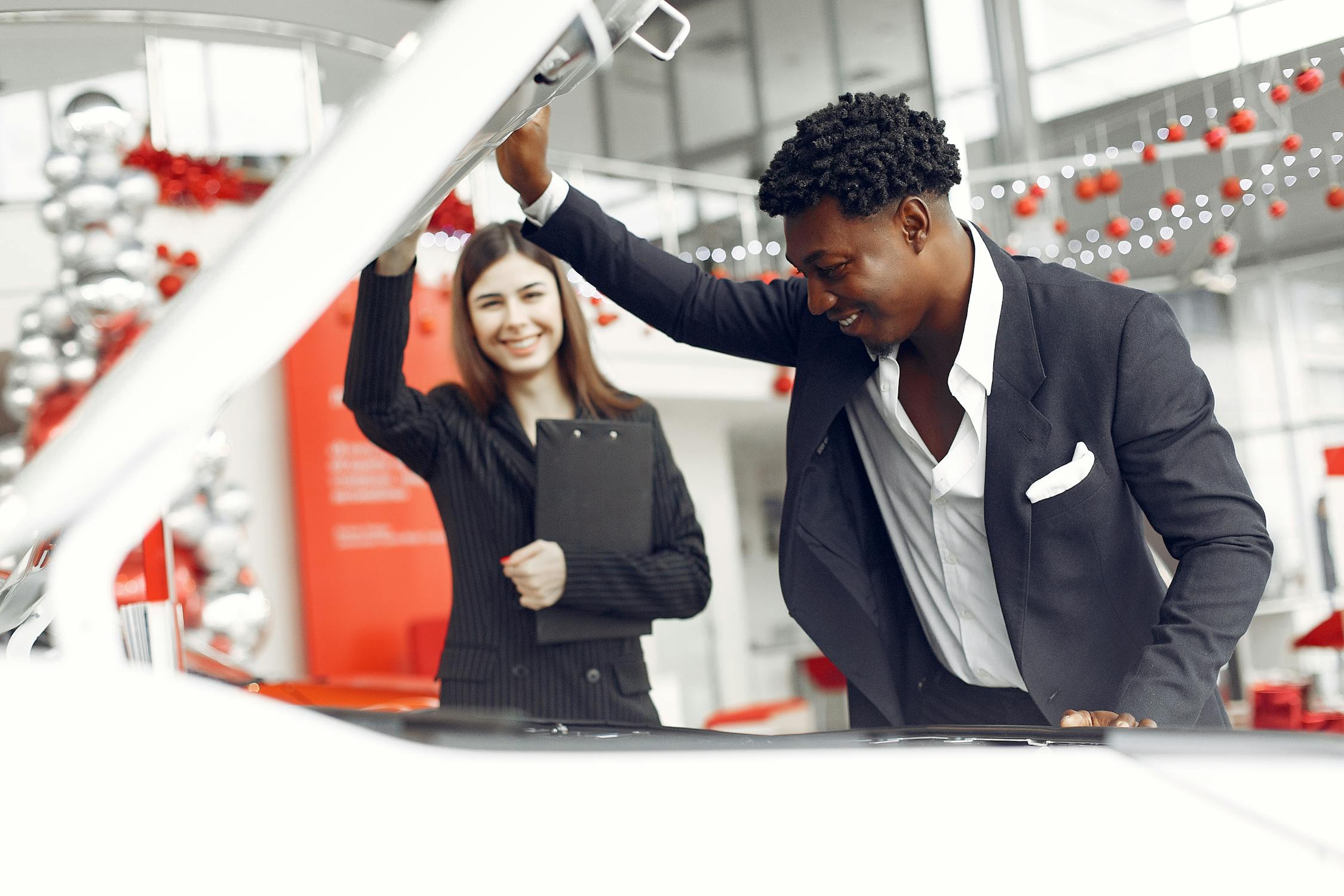 Customer inspecting car